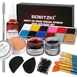 Bowitzki Halloween Makeup Special Effects Oil Face Body Paint Fake Blood Scar Wax with Sponges Brush...