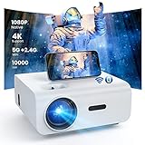 Native 1080P Full HD Beamer, 5G WiFi Bluetooth 10000Lux Heimkino Video Beamer 4K Unterstützt 300''...