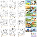 12 Sets vorgezeichneter Leinwände zum Malen, für Kinder und Erwachsene, vorgedruckte Großpackung...