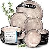 Moritz & Moritz VIDA Geschirrset 6 Personen Beige 18-tlg. - Modernes Porzellan Geschirr Set -...