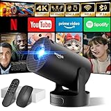 Mini Beamer Unterstützt 4K 1080P, Projektor Tragbarer mit WiFi 6 und Bluetooth 5.4, Beamer Klein...
