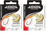 Set: 2 Packungen gebundene Maden-Haken von Jenzi, (20 Stück) an Mono Schnur 60cm Hakengröße 10,...