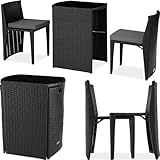 tectake® Poly Rattan Bistroset, platzsparend zusammenschiebbar, Gartenmöbel Set mit 2 Stühlen &...