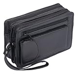 UMTI Leder Handgelenktasche für Männer aus Rindleder (155B) Herrentasche echtes Leder Tasche Bag...