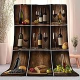 Flanell Decken Weicher Qualität 130 x 150 cm, Fotografie Weingläser Essen Bedruckte Plüsch Decke...