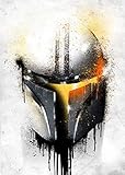 Displate – Metallposter - Magnet-Montage - Star Wars - Helmets Graffiti - Mandalorian Graffitti...