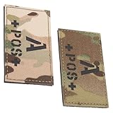 Parliky 2 Stück Reflektierender Blutgruppen Patch A Positiv Camouflage mit Klettband Robustes IR...