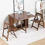 Ausziehbares zusammenklappbares Esstisch-Set - Platzsparender Massivholztisch für kleine Küchen &...