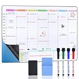 POPRUN 60×40cm Whiteboard Wochenplaner Abwischbar Selbstklebend für die Wand, Glas und Holz(jede...