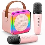 Gontence Karaoke Maschine mit 2 Mikrofonen, Geschenk Spielzeug für 3-12 Jahre Mädchen Jungen,...