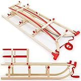 Holzfee Klappschlitten mit Lehne flexibel Tourer Davos S 110 RL S Rot