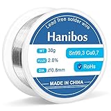 Lötzinn 0,8 mm 30g, Hanibos Lötzinn mit Flussmittel Sn99,3 Cu0,7 Lötdraht mit Kolophoniumkern zum...