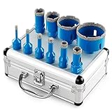 Asyduey 10 Stk. Gelötete Trockenbohrer-Set M14 Gewinde Diamantbohrer 10 Stk. Vakuumgelötetes...