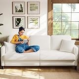 Welzona 211cm Sofa 3 Sitzer, Bequeme 3 Sitzer Sofas, Teddy Fleece Sofa Couch, Werkzeugfreier Aufbau...