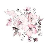 Colexy Wandtattoo Groß Blumen, Wandsticker Zart­ro­sa, Wandsticker Pfingstrose Blumen...