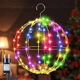 Gobesty Weihnachtsbeleuchtung Außen Kugel, 30CM Leuchtkugel Weihnachten, 8 Modi Hängende Kugel...