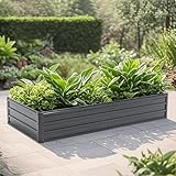 Thanaddo Hochbeet Metall Pflanzbeet, rechteckig Gemüsebeet aus verzinktem Stahl, Gartenbeet...