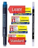 Online 20x kompatible LAMY Patronen blau + Tintenlöscher, Universal-Tintenpatronen, für alle...