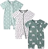 LAEMILIA 3PCS Baby Kurzarm Strampler Junge Mädchen Sommer Pyjama Schlafanzug Baumwolle Neugeboren...