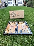 HBS Games Desert Backgammon Brettspielset 48 Zentimeter Spielbrett Schach Dame 3 in 1 Set aus Holz...
