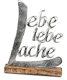 formano Schriftzug Lache Liebe Lebe aus Aluminium/Mango Holz Deko Aufsteller Tischdeko...