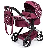 Bayer Design 17023AA Puppenwagen Xeo mit Tasche, höhenverstellbarer Griff, Schwenkschieber,...