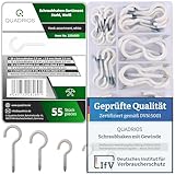 QUADRIOS Schraubhaken Set – 55 Stück Hakenschrauben aus beschichtetem Stahl, Weiß – Decken- &...