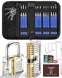 Lockpicking Set, IPSXP 25 Stück Dietrich Set mit 2 Stück Transparent Training Schlössern mit...