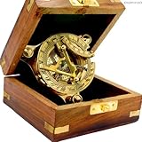 KHUMYAYAD-Messing-Kompass. Eleganter, traditioneller 7,6 cm großer nautischer Sonnenuhr-Kompass aus...