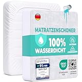 Matratzenschoner 90 x 200 cm wasserdichte Matratzenauflage Spannbettlaken Nässeschutz aus Baumwolle...