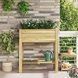 HETFTJN Pflanzregal Braun Hochbeet 85,5 x 46,5 x 96 cm aus imprägniertem Kiefernholz mit...