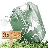 QUALISH® Wasserkanister Faltbar - BPA frei & Lebensmittelecht - Praktisches 3er Set - 10L - Mit...