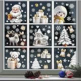 Weihnachtsfenster Aufkleber Set, 9-teilig, Festliche Winterdekoration mit Santa, Rentier und...