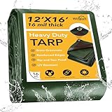 Winpull Tarp 3,6 x 4,6 m, strapazierfähig, wasserdicht, Mehrzweck-Plane mit Messingösen und...