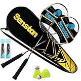 Senston Graphit Badminton Set Leichtgewicht Profi Badmintonschläger mit 2 Federbälle und 2...