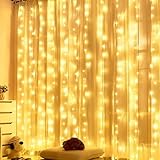 Lichtervorhang Warmweiß, 200LED 3x2M Vorhang Lichterkette USB 8 Modi LED Lichterkette, LED Vorhang...