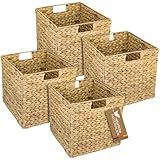 HMF Aufbewahrungskorb, Korb geflochten aus Wasserhyazinthe Seegras | 4er Set | passend für Kallax |...