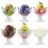 TOLASTO Set mit 6 Dessertschalen aus Glas, 210 ml, klare Eisschalen, Eisbecher,...