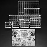 7 Stk Acryl Stempelblock Set, Transparent Acrylblock Stempel mit Gitterlinien, Acryl Stanzblöcke...