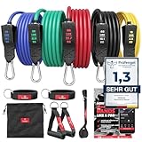 Resistance Bands Set mit Trainings-eBook - Expander Tubes Bänder- Widerstandsbandset: 5...