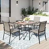 PHI VILLA Gartenmöbel Set Wetterfest für 4 Personen Terrassenmöbel mit 4 x Braune...