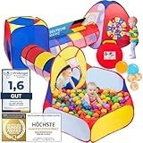 all Kids United® Spielzelt mit Tunnel, Bällebad, Krabbel-Tunnel & mehr (ohne Bälle) XXL Spielland...