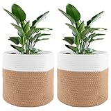 LDXDRU 2er-Pack 25cm Blumentopf Geflochten, Geflochten Übertopf Korb für Zimmerpflanzen,...