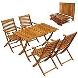 Casaria® Gartenmöbel Set Wetterfest Klappbar Akazie 5-TLG. FSC®-Zertifiziert Holz Armlehne 160kg...