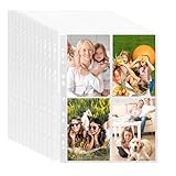 60Pcs Transparent Postkartenhüllen,Transparent Postkartenhüllen 4 Fächer,480 Doppelseitig...