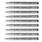 Willingood Fineliner Pigment Liner Set [9 Stück] mit 8 Linienbreiten und 1 Brush（schwarz...