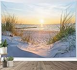 LB Wandteppich Natur Wandtuch Sonnenuntergang am Meer Wandbehang Sommer Landschaft Tapisserie für...