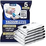 Vakuumbeutel für Bettdecken 5 Stück 3 Jumbo 100X80cm 2 Groß 80x60cm Vacuum Bags for Clothing...