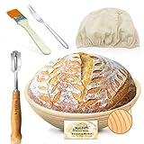 Gärkörbchen - Walfos® Rundes gärkorb zum brotbacken-Set, 100% natürlichem Rattan, inklusive...