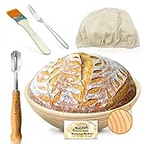 Gärkörbchen - Walfos® Rundes gärkorb zum brotbacken-Set, 100% natürlichem Rattan, inklusive...